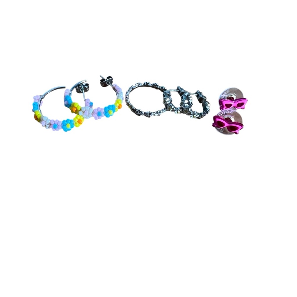 Pura Vida BaubleBar Colorful Hoop Retro Floral Accessory Earrings Set